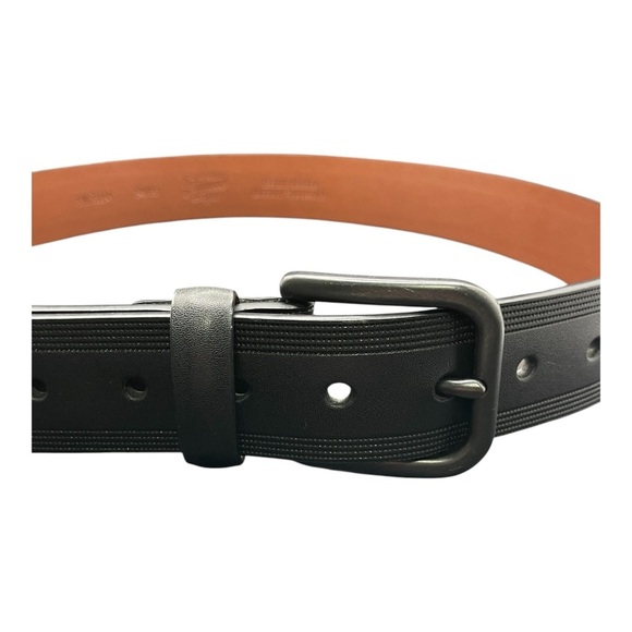 Original Penguin Men's Belt Black Burnished Leather Black Buckle NWOT Size 34 - Picture 4 of 6